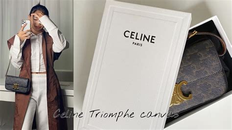 celine triomphe canvas|Celine triomphe shoulder bag review.